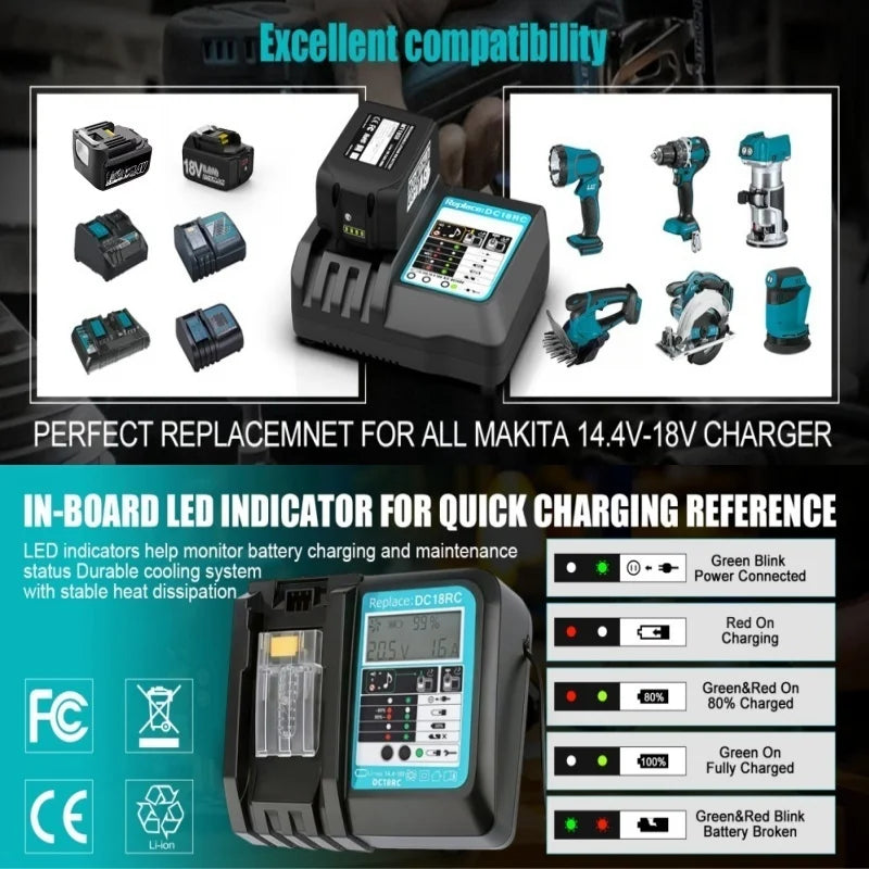 DC18RC For Makita 18V Drill Battery Charger 3A Li-ion Charger for Makita 14.4V 18V LXT BL1815 BL1860 BL1430 BL1450